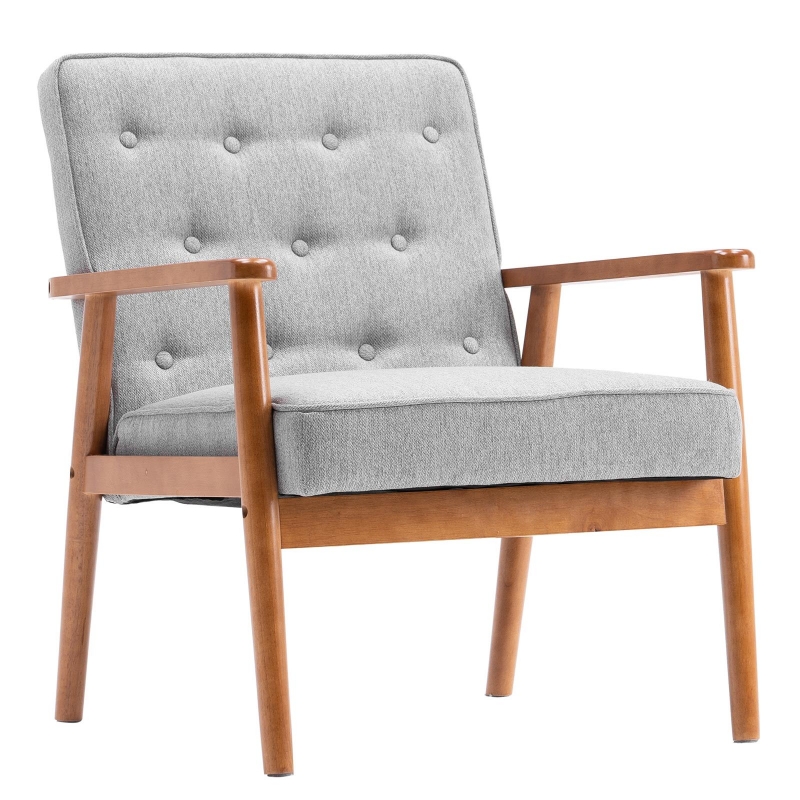 Zimtown Mid-Century Retro Modern Accent Chair Wooden Arm Upholstered ...