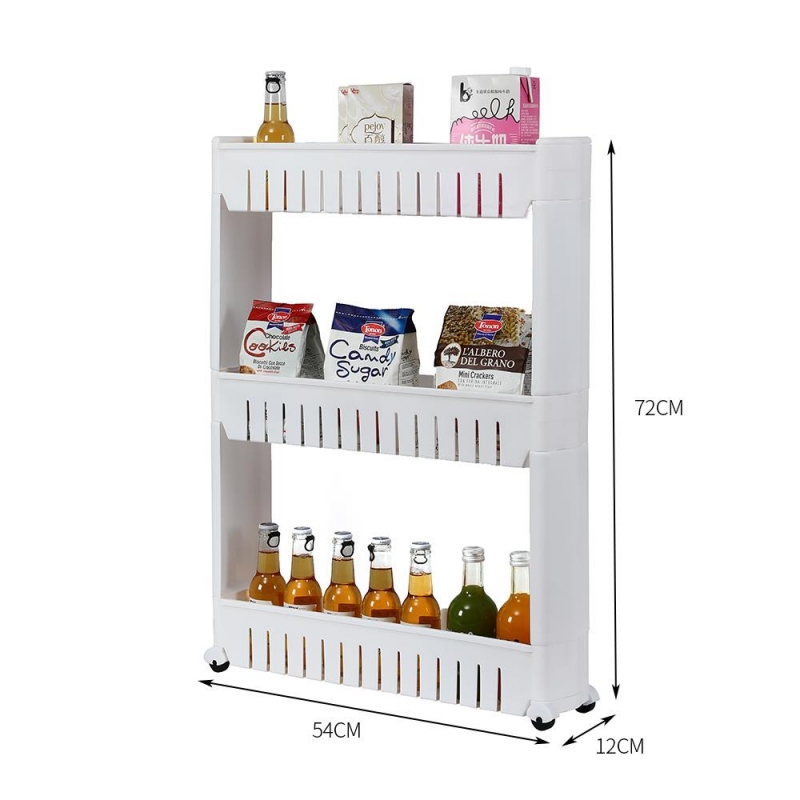 UBesGoo 3 Layer Plastic Storage Rack White Rolling Storage Cart ubesgoo