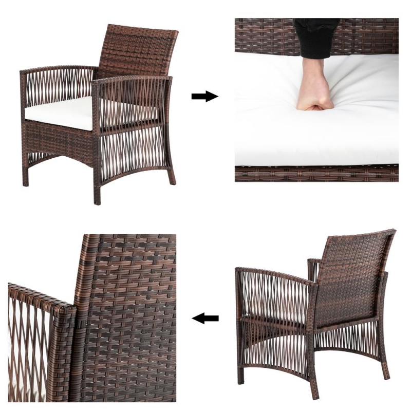 UBesGoo 4Piece Outdoor Patio Conversation Set,PE Wicker with Cushions