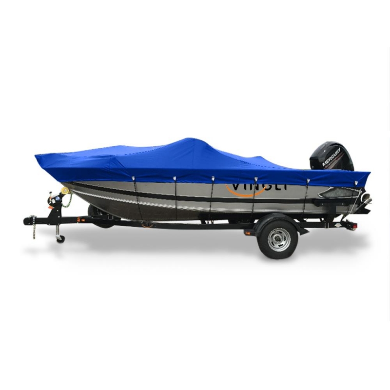 UBesGoo 600D Boat Cover Heavy Duty Waterproof Trailerable Boat Cover Blue ubesgoo