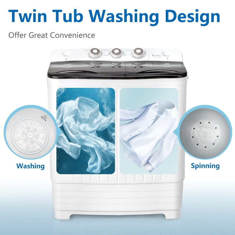 ZOKOP Compact Twin Tub Portable Mini Washing Machine 14.3lbs Total