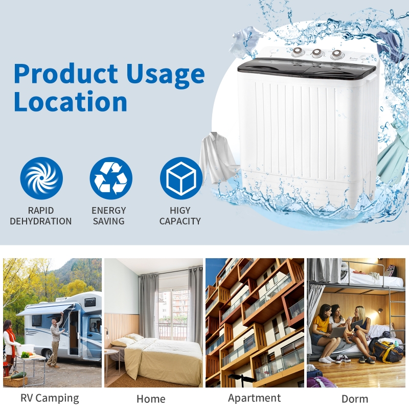 ZOKOP Compact Twin Tub Portable Mini Washing Machine 14.3lbs Total