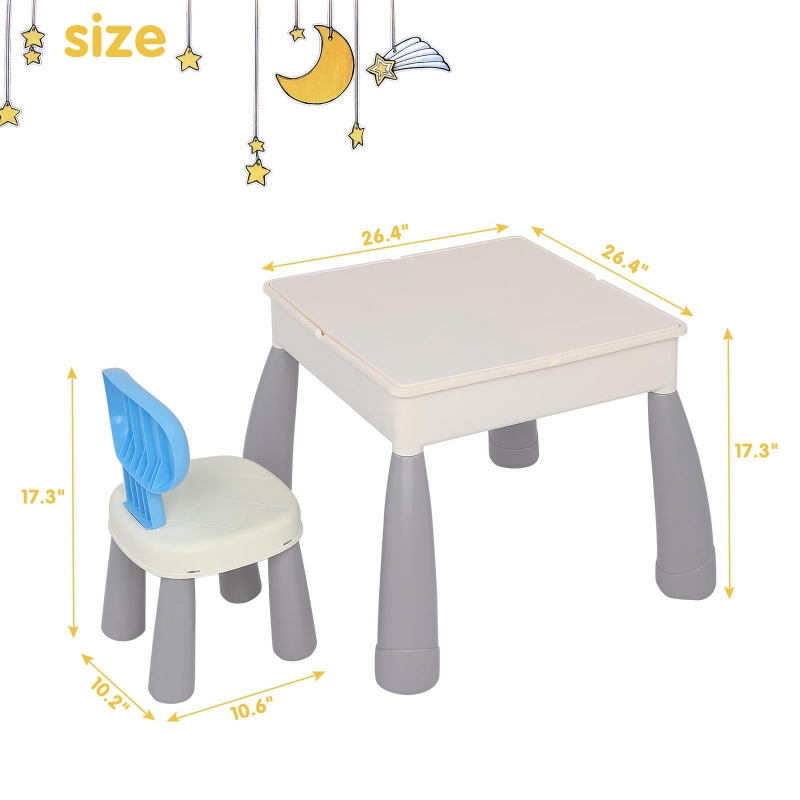 LALAHO Building Blocks Table for Kids, Toddler Activity Table Set with