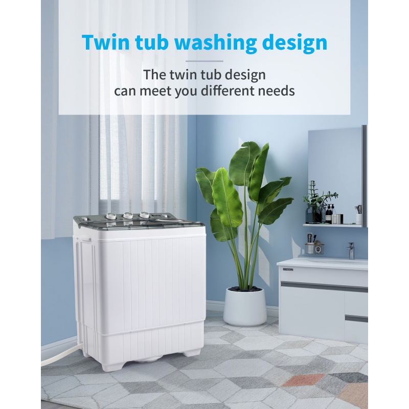 UbesGoo Portable Washing Machine, 26lbs Compact Twin Tub Wash&