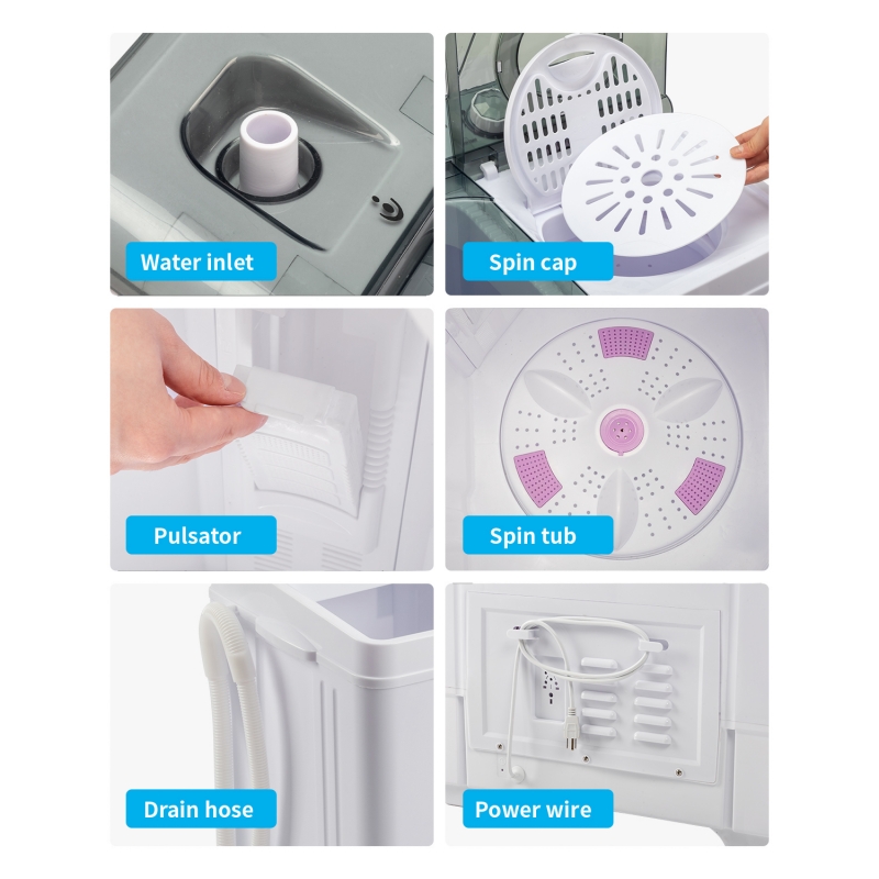 UbesGoo Portable Washing Machine, 26lbs Compact Twin Tub Wash&