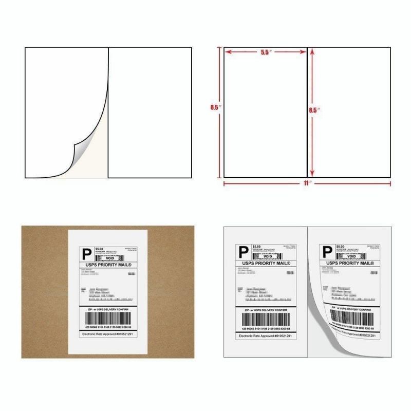 UBesGoo Half Sheet Self Adhesive Shipping Labels for Laser & Inkjet  Printers, 100 Pages 200 Labels