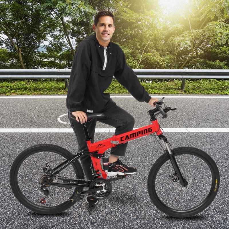 Campingsurvivals Folding Mountain Bike 21Speed, with 24 inch Wheels
