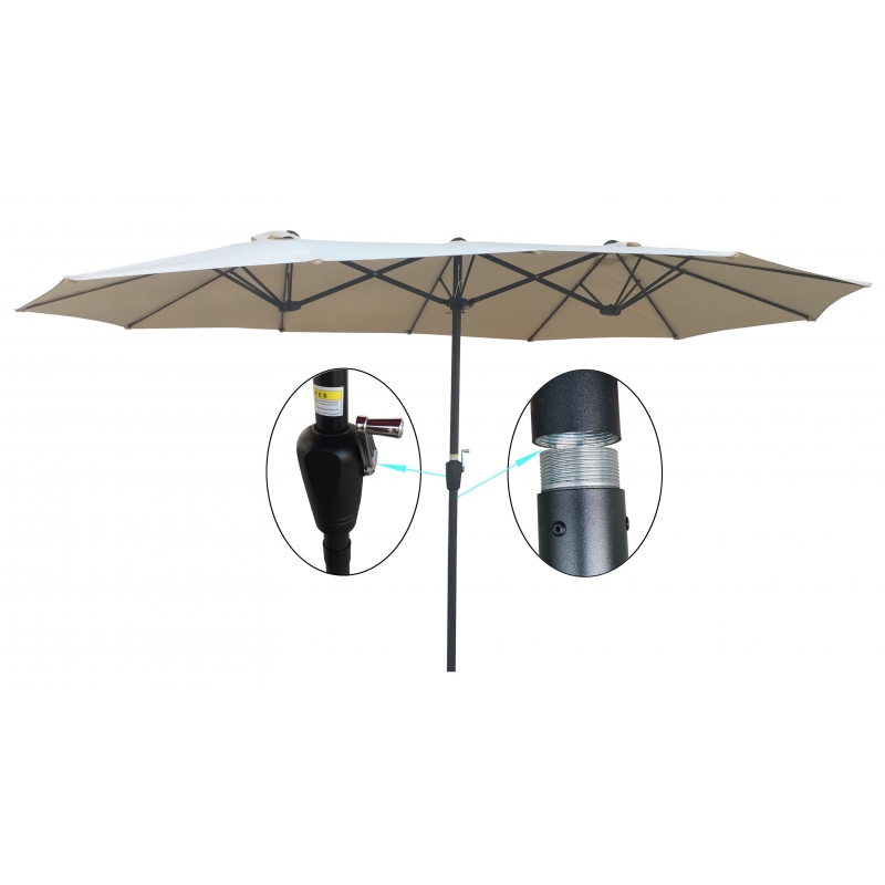 UBesGoo 15 Ft Patio Double Sided Umbrella with Base, Extra Large Twin